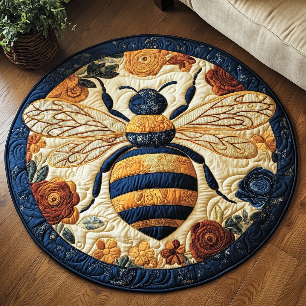 Buzz Bloom Quilted Round Mat NCU0VH5145