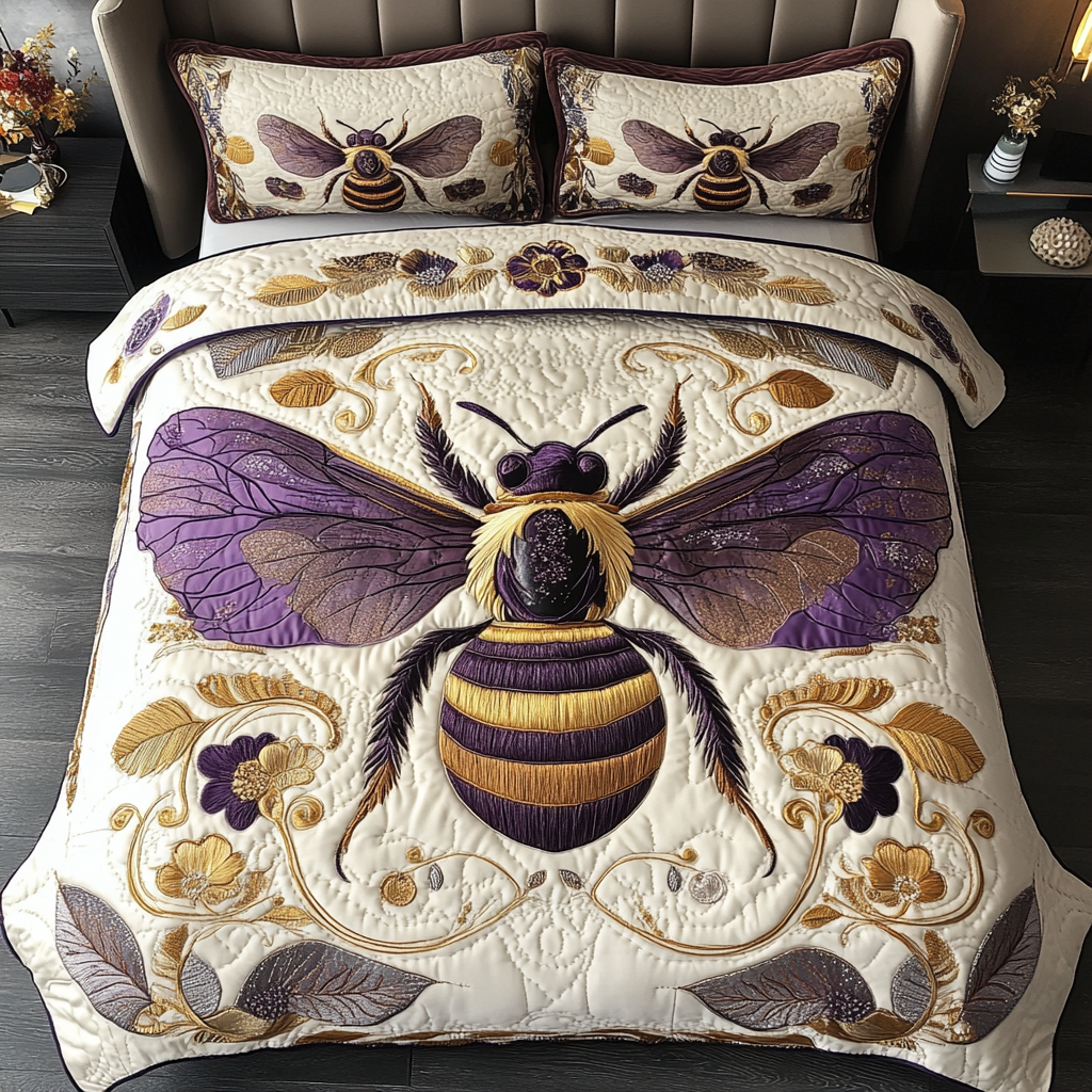 Buzzing Harmony 3-Piece Quilted Bedding Set NCU0DK3235