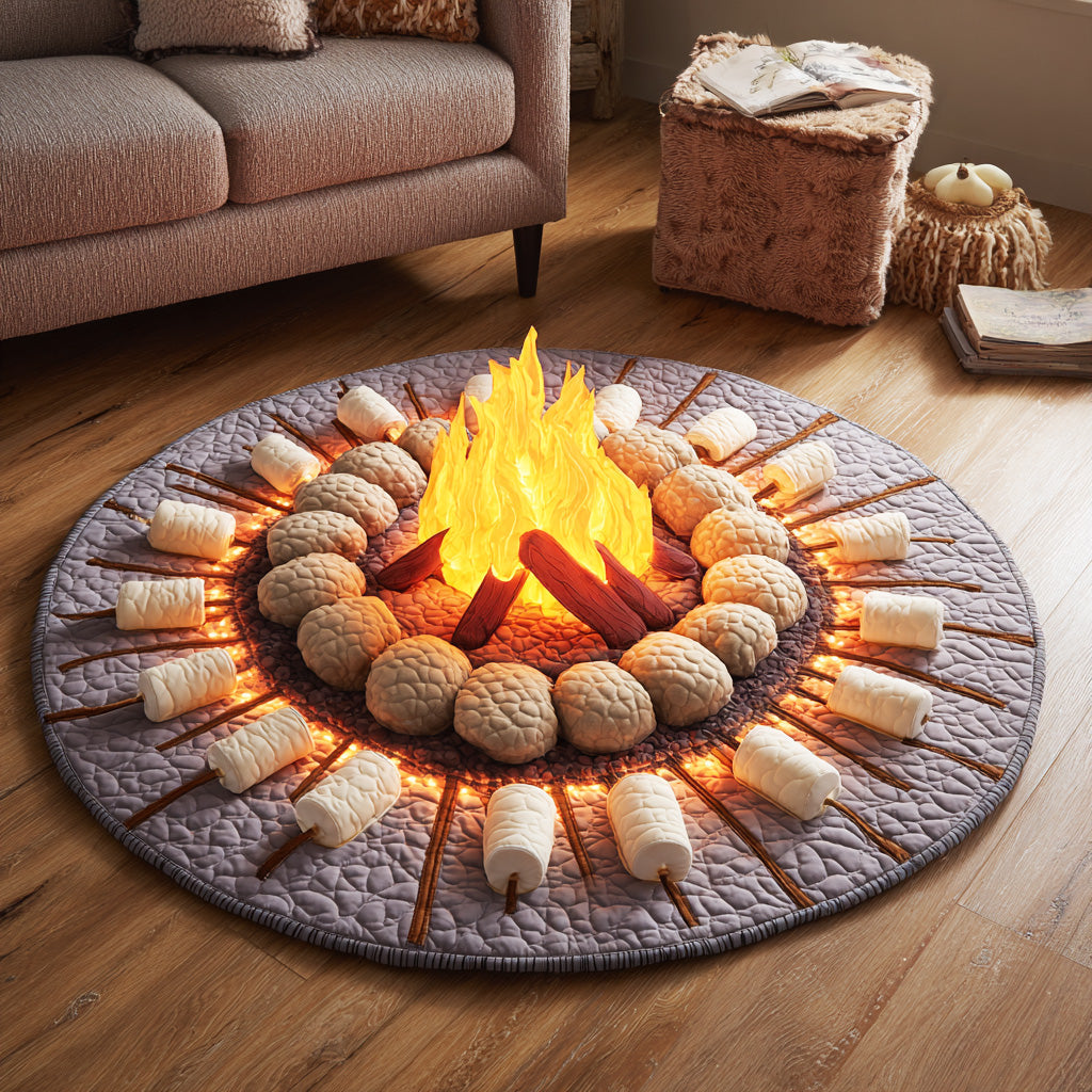 Cabin Flame Rest Quilted Round Mat NCU0TD1658