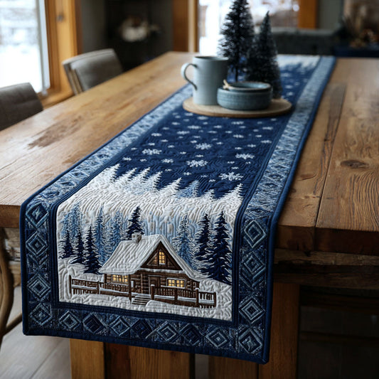 Cabin In The Snow Quilted Table Runner NCU0TV221