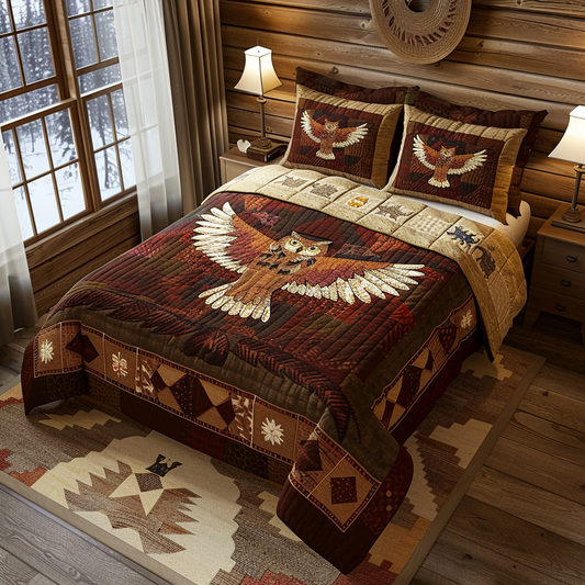Cabin Owl 3-Piece Quilted Bedding Set NCU0DV6136