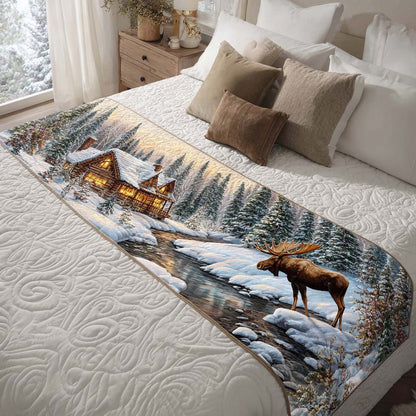 Cabin Snow Drift Quilted Bed Runner NCU0NT8699