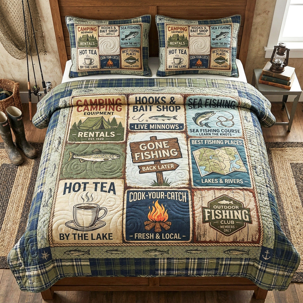 Cabin Stories 3-Piece Quilted Bedding Set NCU0TV1913
