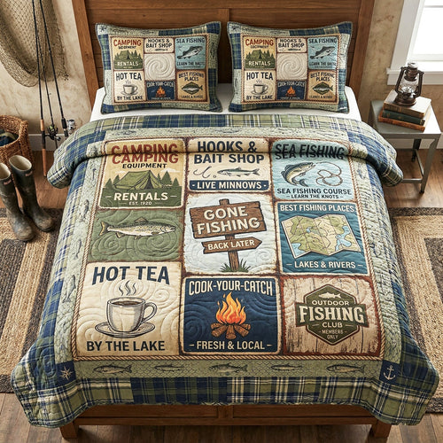 Cabin Stories 3-Piece Quilted Bedding Set NCU0TV1913