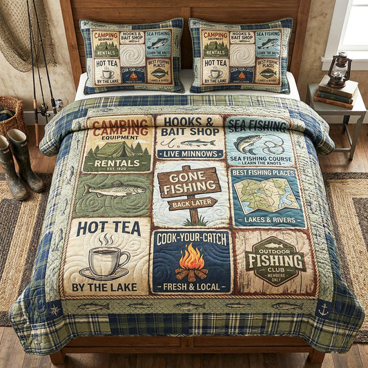 Cabin Stories 3-Piece Quilted Bedding Set NCU0TV1913