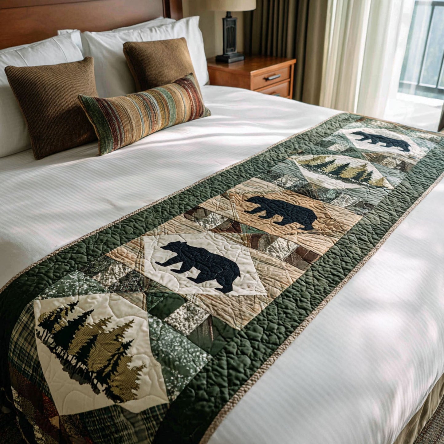 Cabin Tracks Quilted Bed Runner NCU0PT8465