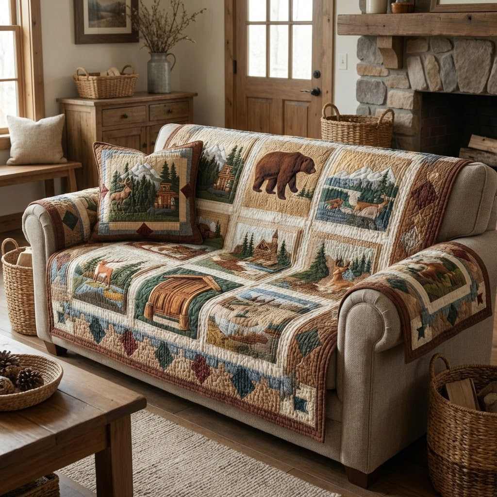 Cabin Trail Quilted Sofa Cover NCU0VL3361