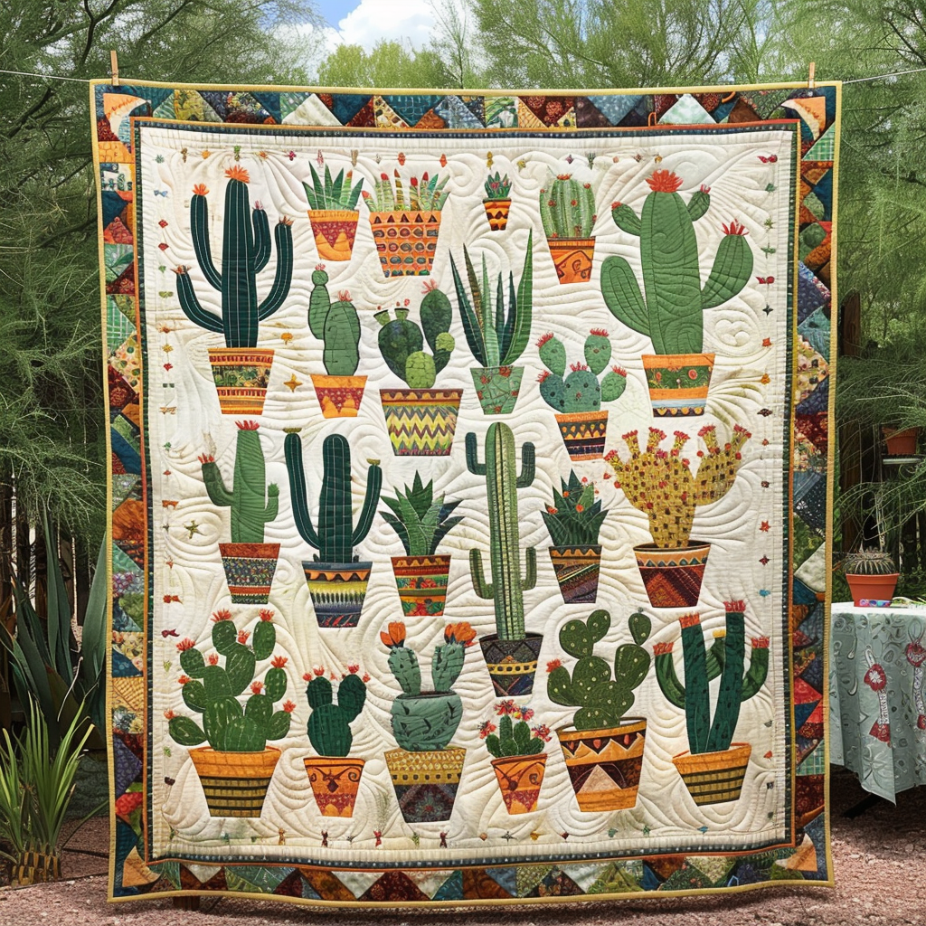 Cacti Collection Quilted Blanket NCU0TH456