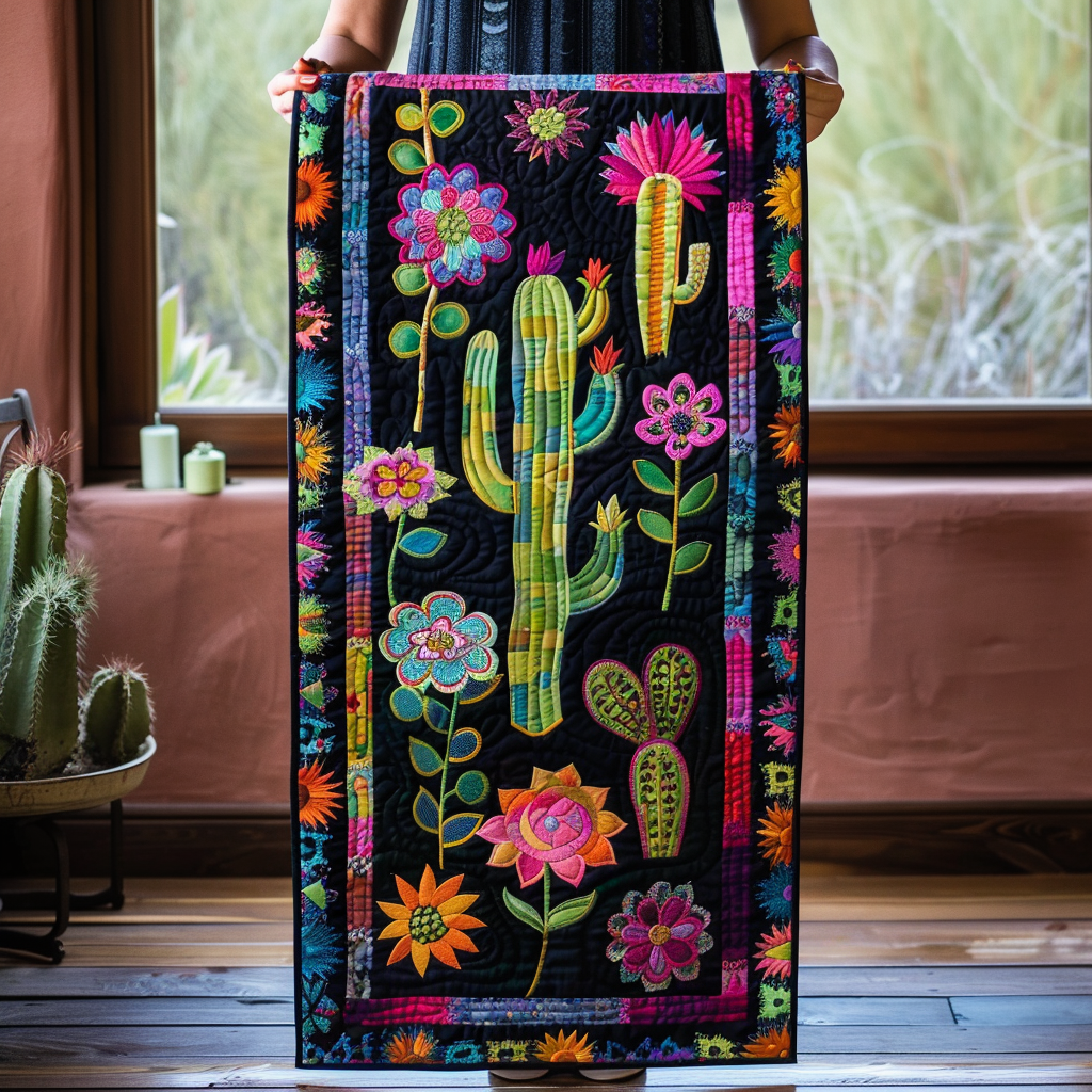 Cacti Splendor Colorful Quilted Table Runner NCU0PD114 – Vantique
