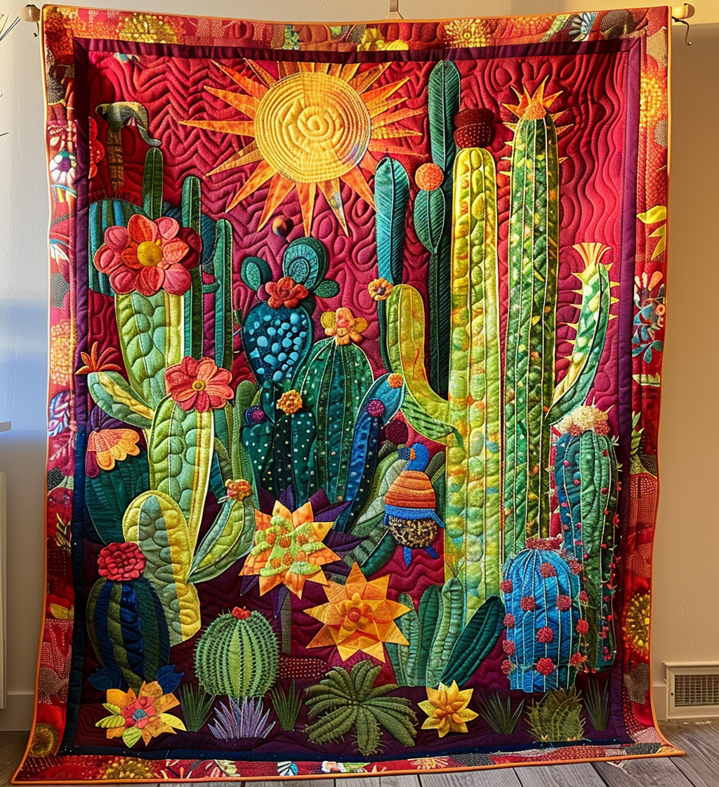 Cactus Garden Vista Quilted Blanket NCU0DV276