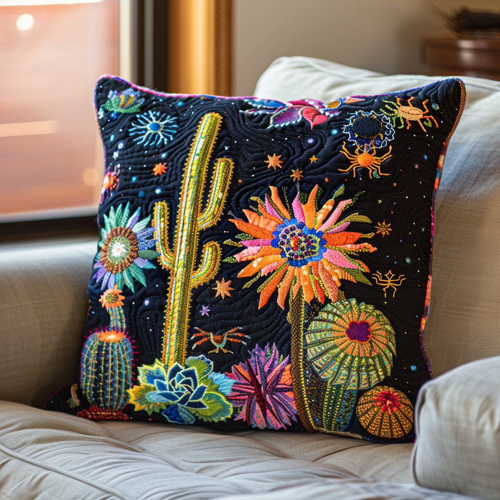 Cactus Night Fiesta Quilted Pillow Case NCU0DV287