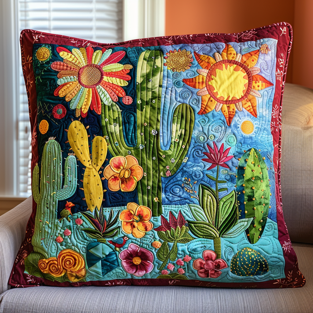 Cactus Routine Quilted Pillow Case NCU0DV290