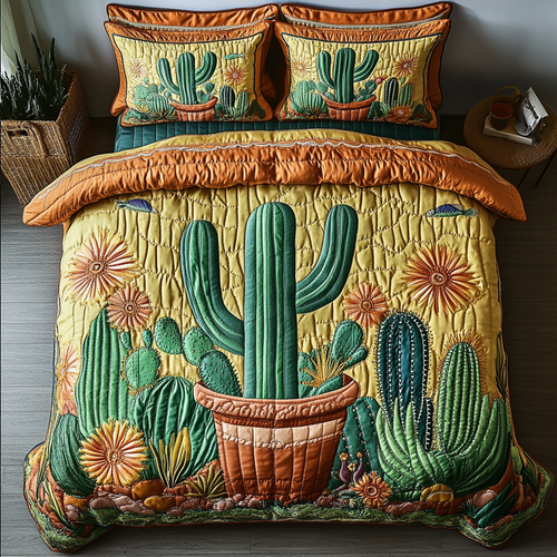 Cactus Blaze 3-Piece Quilted Bedding Set NCU0DK8802