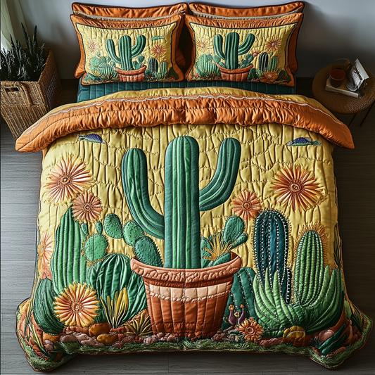 Cactus Blaze 3-Piece Quilted Bedding Set NCU0DK8802