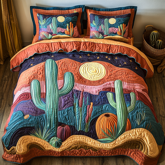 Cactus Bloom 3-Piece Quilted Bedding Set NCU0DK7630