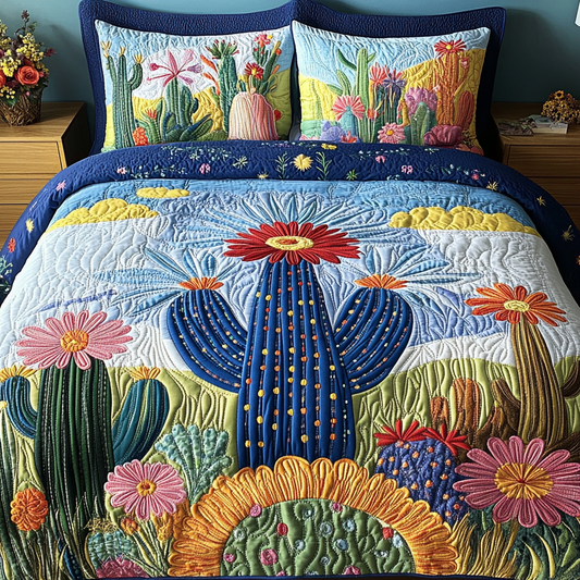 Cactus Bloom 3-Piece Quilted Bedding Set NCU0VL1078