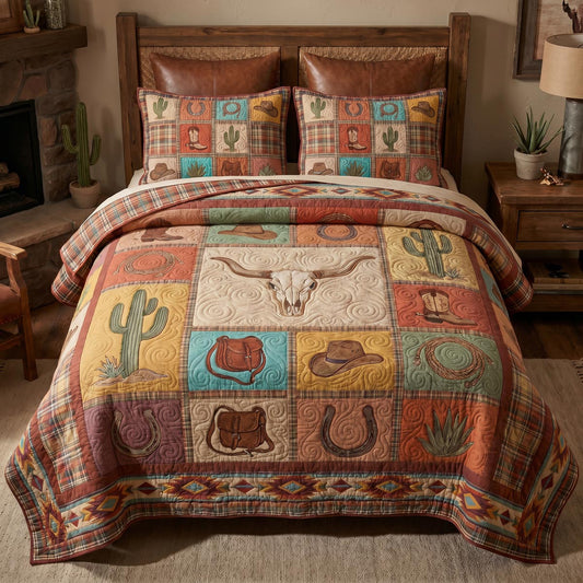 Cactus Bloom Homestead 3-Piece Quilted Bedding Set NCU0DV9775