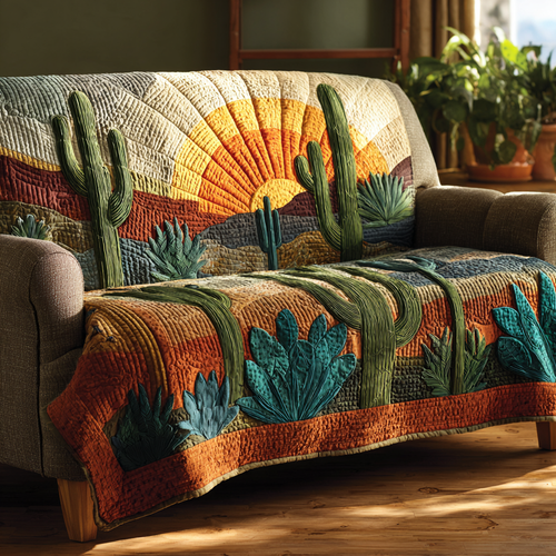 Cactus Bloom Quilted Sofa Cover NCU0DK10836