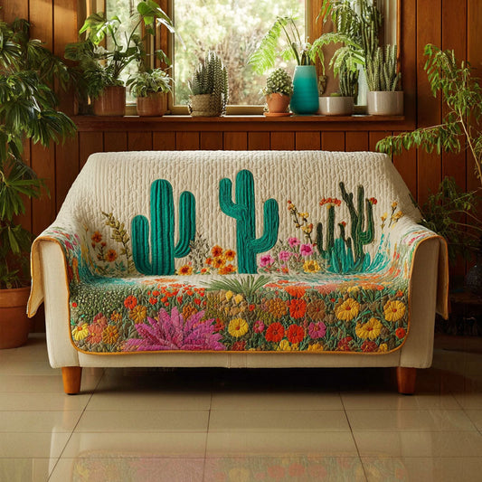Cactus Bloom Quilted Sofa Cover NCU0DK11498