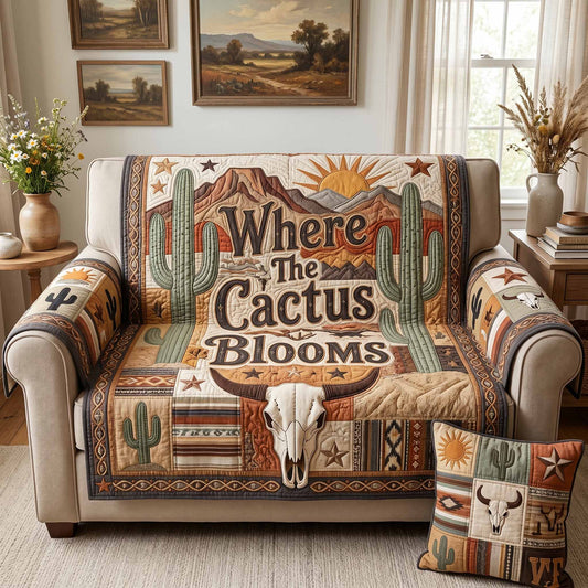 Cactus Bloom Quilted Sofa Cover NCU0XD2865