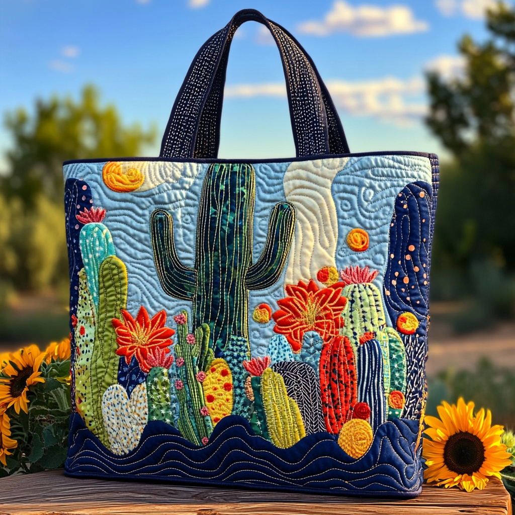 Cactus Bloom Quilted Tote Bag NCU0VL2798