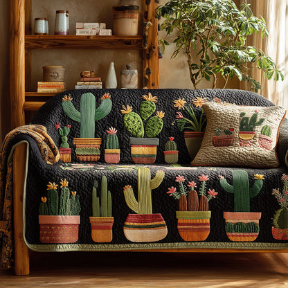 Cactus Bloom Trail Quilted Sofa Cover NCU0TH3636