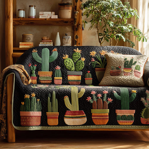 Cactus Bloom Trail Quilted Sofa Cover NCU0TH3636