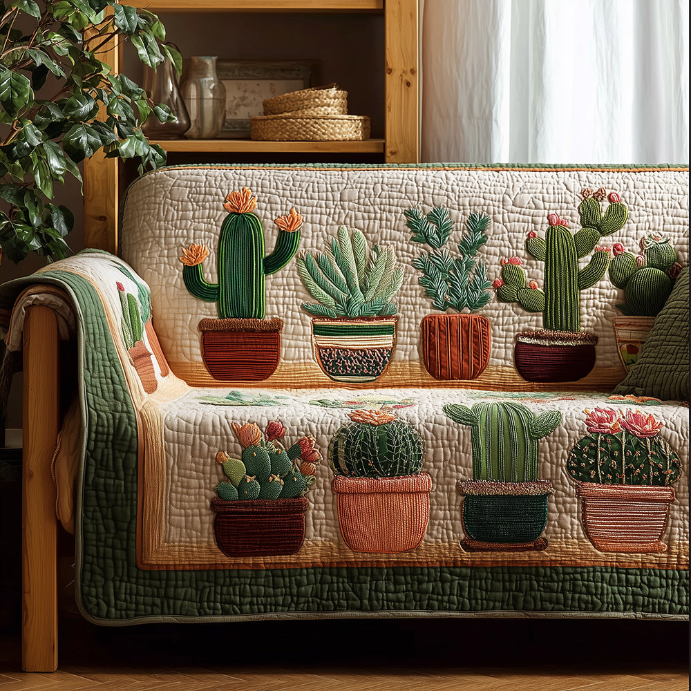 Cactus Daydream Quilted Sofa Cover NCU0TH3638