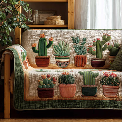 Cactus Daydream Quilted Sofa Cover NCU0TH3638
