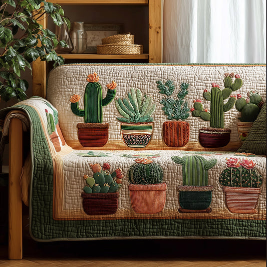 Cactus Daydream Quilted Sofa Cover NCU0TH3638