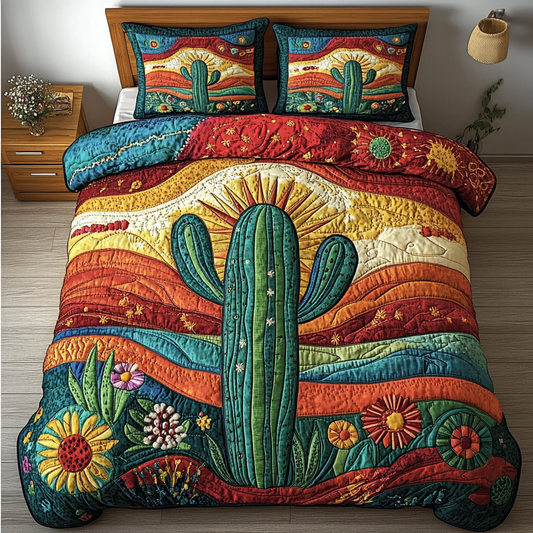 Cactus Dream 3-Piece Quilted Bedding Set NCU0DK7634