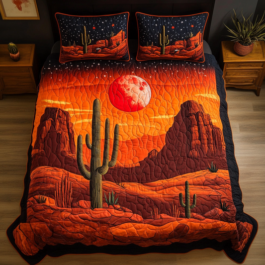Cactus Dream 3-Piece Quilted Bedding Set NCU0DK8798