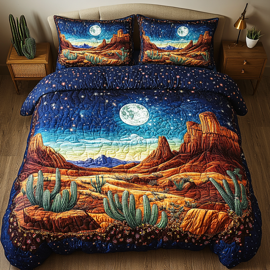Cactus Dream 3-Piece Quilted Bedding Set NCU0VL2104