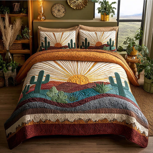 Cactus Dreams 3-Piece Quilted Bedding Set NCU0DV8827