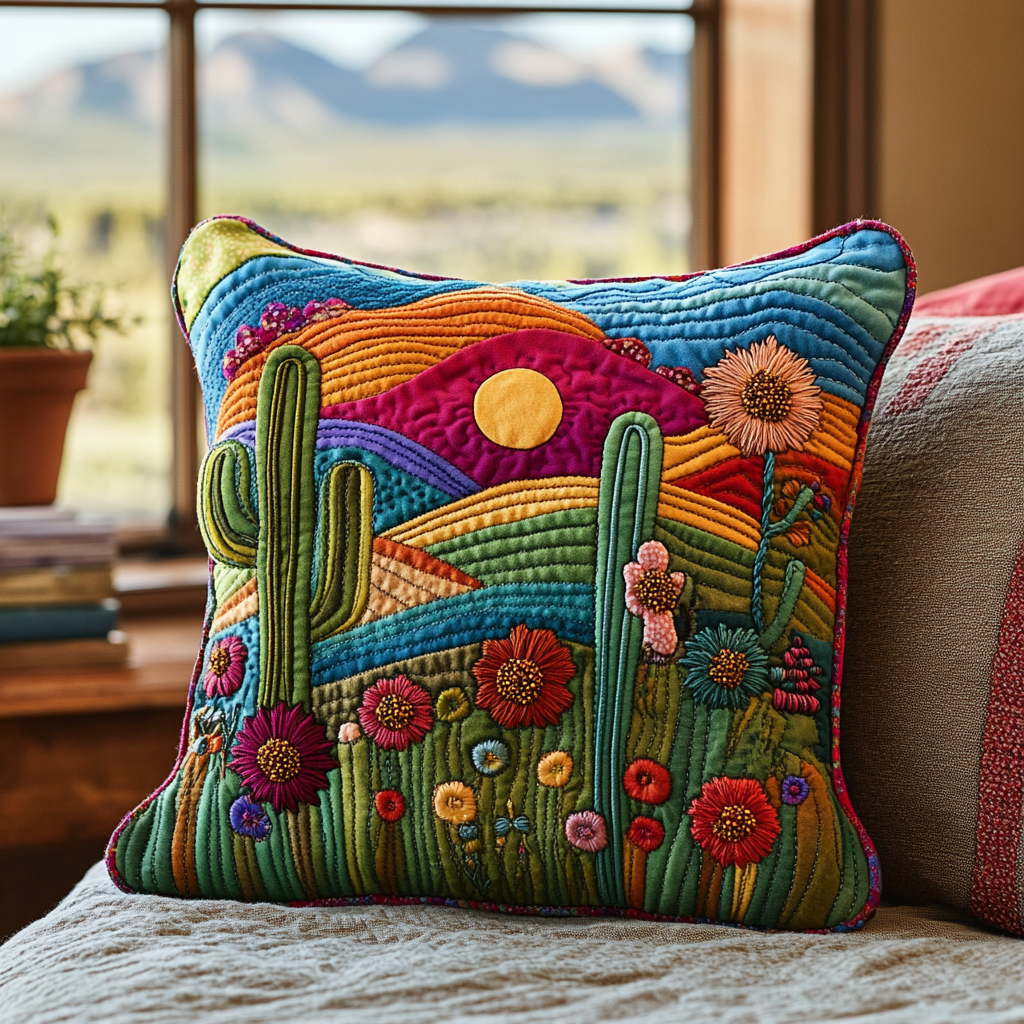 Cactus Dreamscape Quilted Pillow Case NCU0DV4069