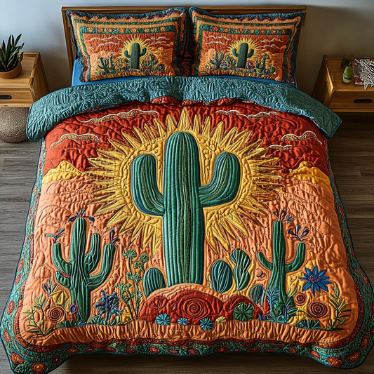 Cactus Escape 3-Piece Quilted Bedding Set NCU0DK7635