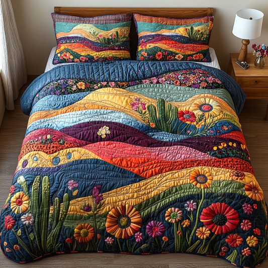 Cactus Field 3-Piece Quilted Bedding Set NCU0DV4050