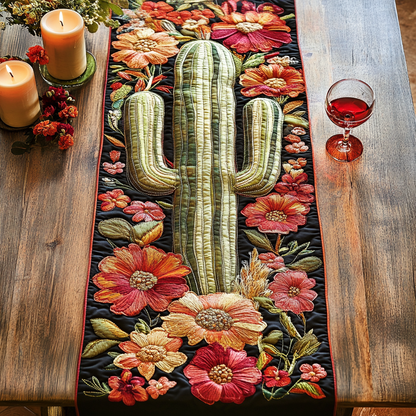 Cactus Flower Quilted Table Runner NCU0VH5862