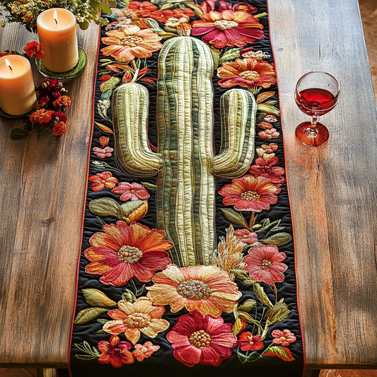 Cactus Flower Quilted Table Runner NCU0VH5862