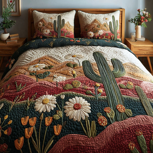 Cactus Garden 3-Piece Quilted Bedding Set NCU0DK11572