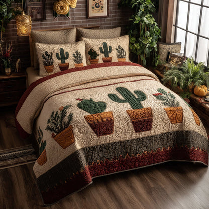 Cactus Garden 3-Piece Quilted Bedding Set NCU0DV8812