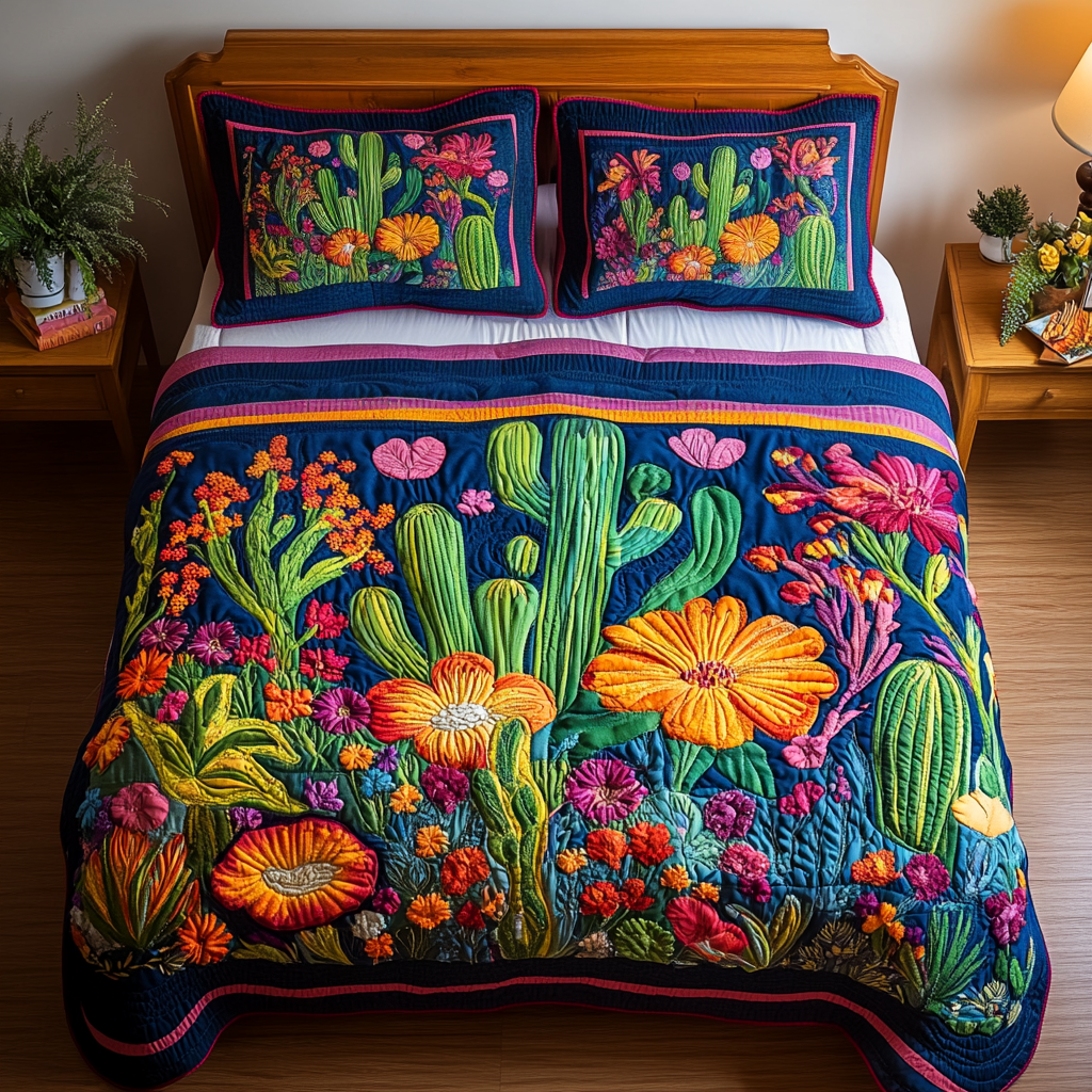 Cactus Sunrise Quilted Blanket NCU0DV279 main image 1