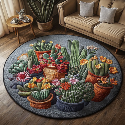 Cactus Garden Elegance Quilted Round Mat NCU0PT4976