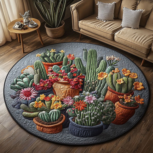 Cactus Garden Elegance Quilted Round Mat NCU0PT4976