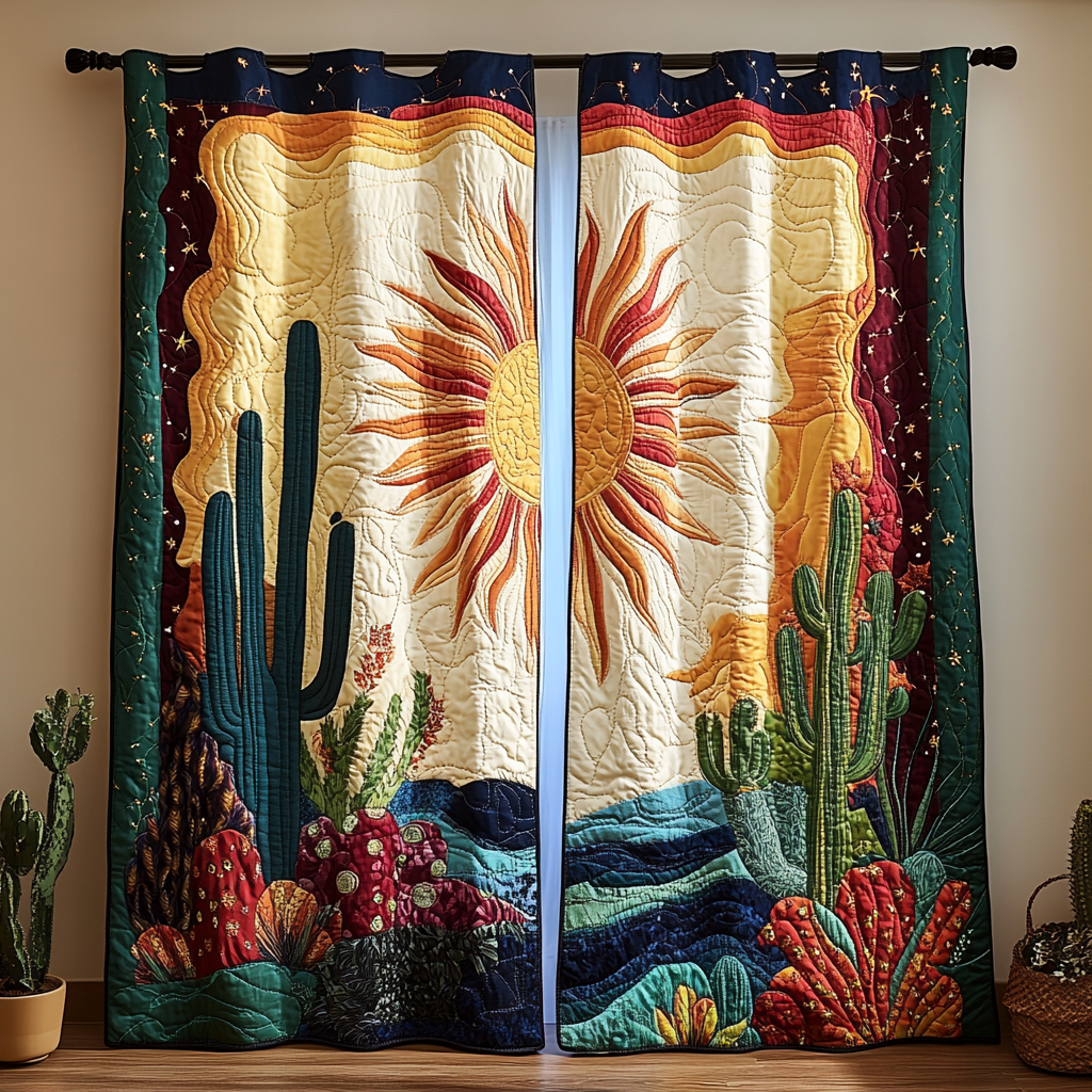 Cactus Garden Quilted Curtains NCU0DK10955