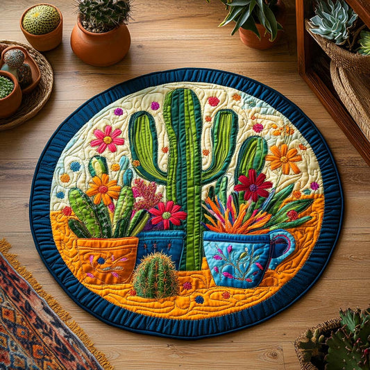 Cactus Garden Quilted Round Mat NCU0XD294