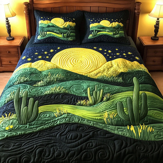 Cactus Glow 3-Piece Quilted Bedding Set NCU0NT5512