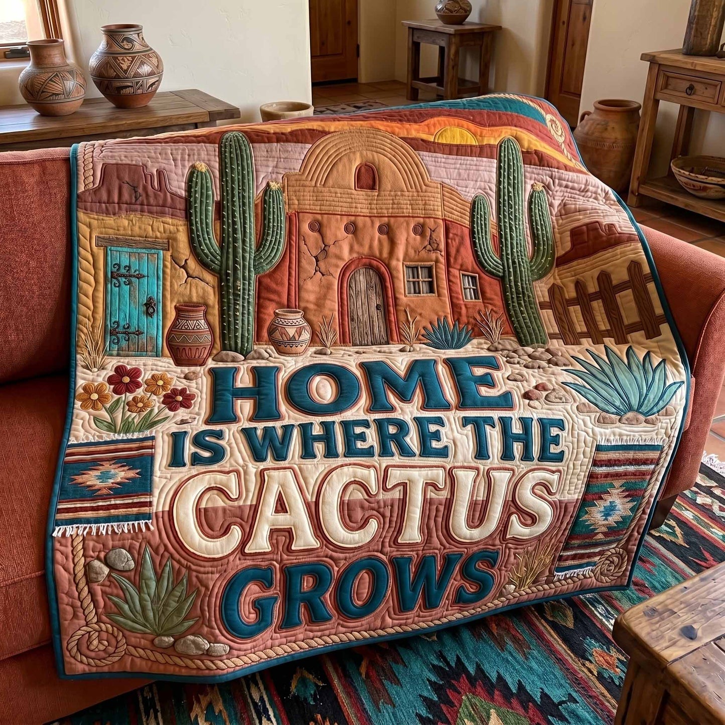 Cactus Grows Quilted Blanket NCU0XD2889