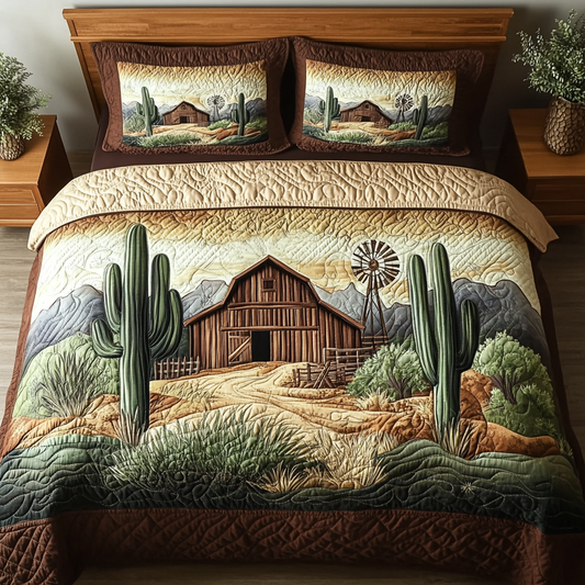 Cactus Haven 3-Piece Quilted Bedding Set NCU0VH5062
