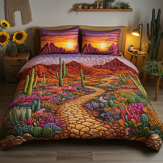 Cactus Haven 3-Piece Quilted Bedding Set NCU0VL1618